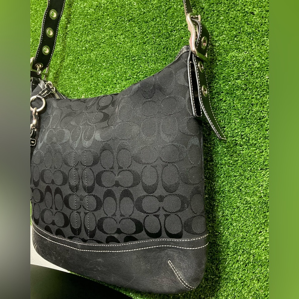 Coach Signature Shoulder Hand Bag Canvas Leather 9362… - Gem